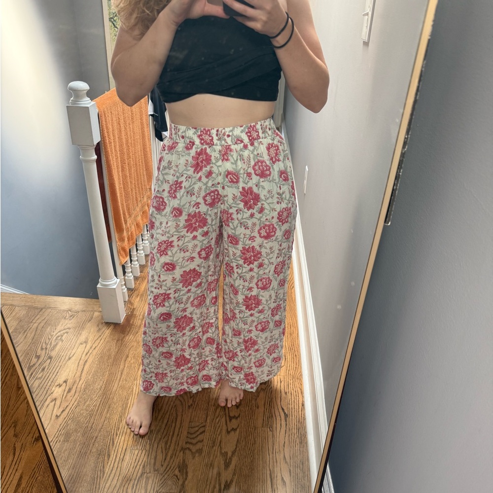 Floral Wide Leg 80s Pants